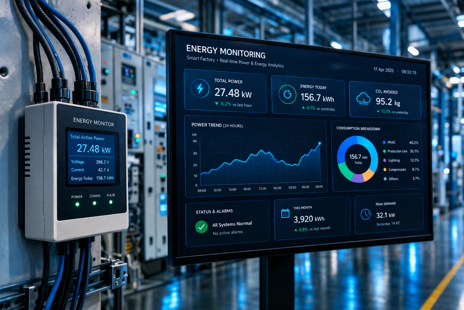 Energy monitoring dashboard for industrial operations
